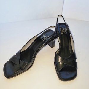 Joan & David Sz9 Black Leather slingback heel, handmade in Italy!